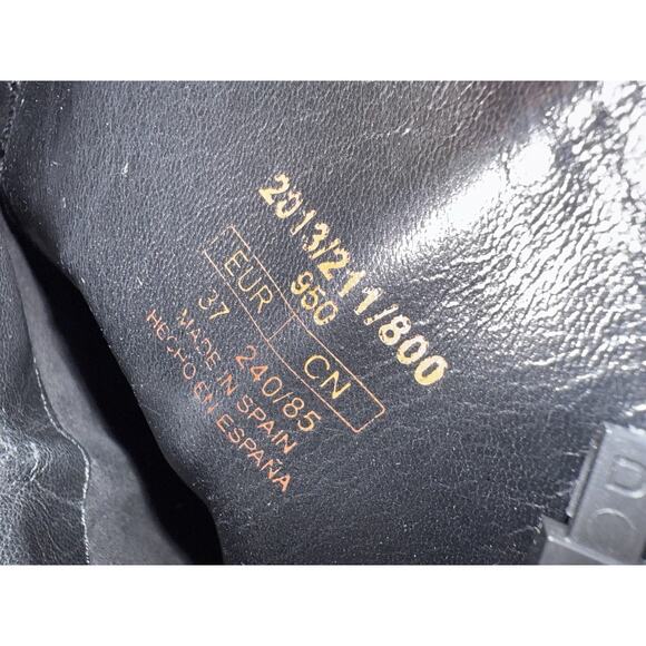 ZARA Leather Knee High Pull-On Boots Black Block Heel Made in Spain 6.5 - Picture 11 of 11